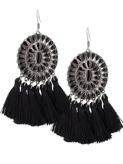 Concho With Tassel Earring