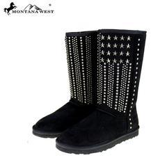 Black Snow Boot with Stars and Studs - The Fringe Spa'Tique