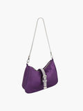 Handbag Factory Corp - Rhinestone Buckle Hobo Handbag: PURPLE