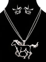 Horse Cutout Necklace/Earring Set