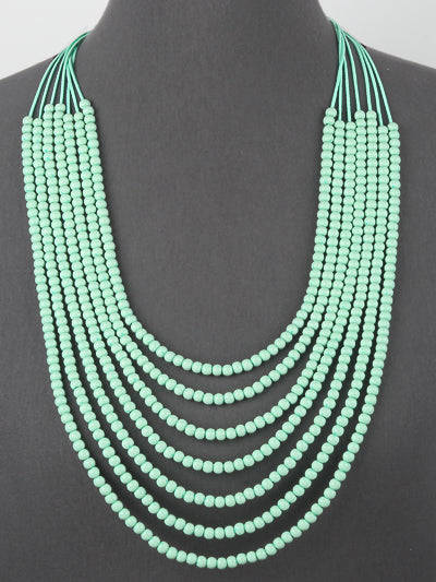 Mint Colored Cord Layer Bead Necklace