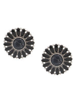 Black Flower Concho Post Earrings