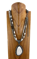 Double Layer Navajo Pearl Stone Necklace (24")