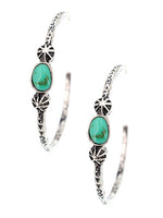 Turquoise Stone Semi Hoop Earrings