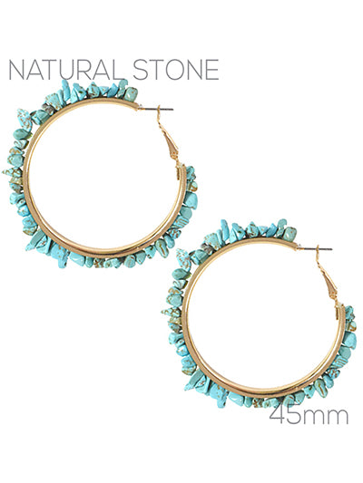 Turquoise Irregular Stone Hoop Earring