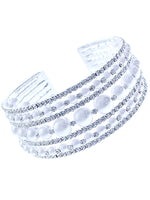 Rhinestone White Pearl 7Line Bracelet