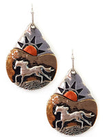 Horse Sun Metal Earrings