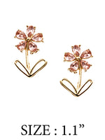 Glass Stone Flower Stud Earrings