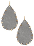 Leather Gold Embellished Teardrop Earrings