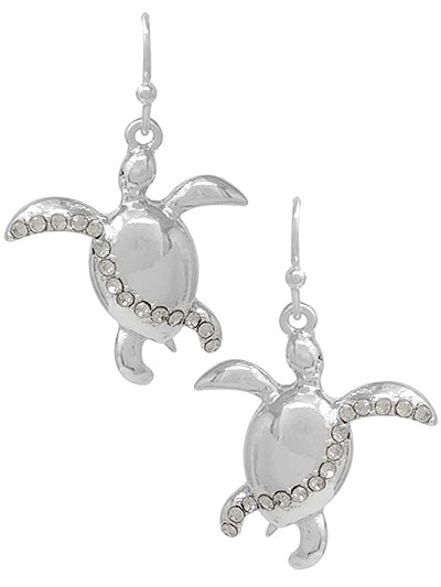Sealife Pave Stone Earrings - Turtle