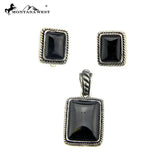 Metal Base Dyed TQ Stone Pendant and Earring (Clip On) Set - The Fringe Spa'Tique