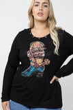 Rodeo Round-Up Western Style Long Sleeve Top and Eye Let Trim - The Fringe Spa'Tique