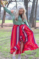 RED TRADITIONAL SERAPE SKIRT PLUS SIZE - The Fringe Spa'Tique