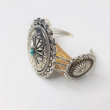 TURQUOISE STONE & SILVERSTONE OVAL CONCHO CUFF - The Fringe Spa'Tique