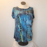 Tie Dye Cap Sleeve top with stones. - The Fringe Spa'Tique