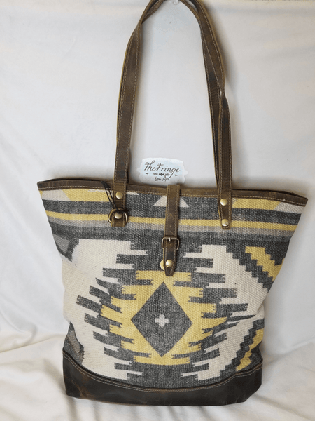Yellow Patchy Tote Bag - The Fringe Spa'Tique