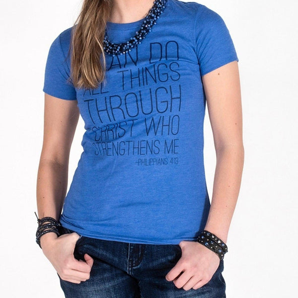 Slim Fit Tee with Philippians 4:13 - The Fringe Spa'Tique