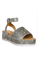 UNISHE - Ankle Strap Rhinestone Glitter Flatform Sandal ZZKF949