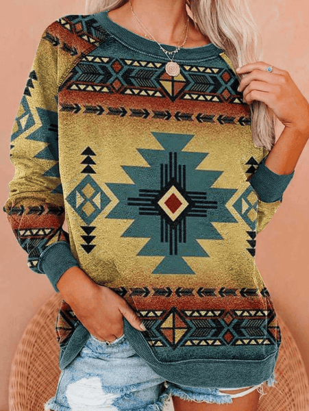 Aztec Ethnic Geometric Sweatshirt - The Fringe Spa'Tique