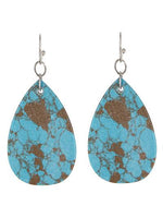 Clay marbled Turquoise Teardrop Earrings - The Fringe Spa'Tique