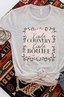 Kinda Country Kinda Boujee Tri-blend Short Sleeve Tee - The Fringe Spa'Tique