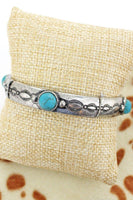 MONTROSE TURQUOISE AND SILVERTONE STRETCH BRACELET - The Fringe Spa'Tique