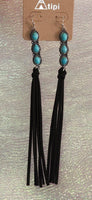 Turquoise Tolani Trail Black Tassel Earrings - The Fringe Spa'Tique