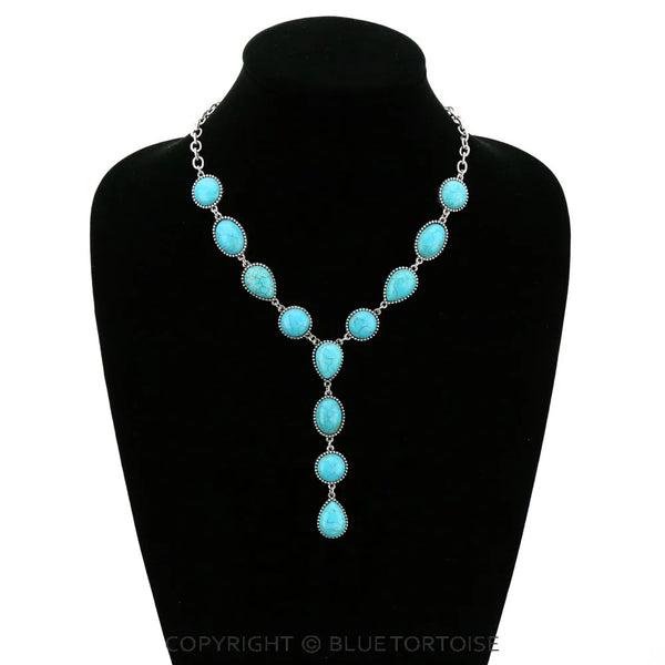 Western Cabochon Stone Y Necklace - The Fringe Spa'Tique