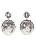 Western Concho Earrings with Stone posts - The Fringe Spa'Tique