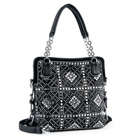 Handbag Factory Corp - Dazzling Rhinestone Fashion Handbag: Black / ONE SIZE