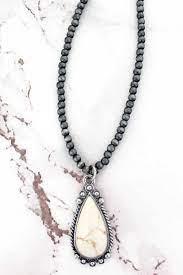 White Teardrop Navajo Inspired Pearl Necklace - The Fringe Spa'Tique