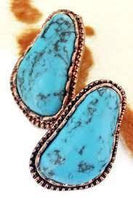 Yuma Coppertone Framed Turquoise Stone Earrings - The Fringe Spa'Tique