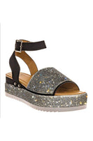 UNISHE - Ankle Strap Rhinestone Glitter Flatform Sandal ZZKF949