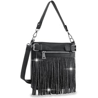 Handbag Factory Corp - Classic Fringe Convertible Crossbody: Black / ONE SIZE