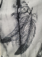 Feather Print Mineral Washed Tee with Crystals - The Fringe Spa'Tique