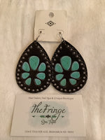 Black & Turquoise Faux leather earrings - The Fringe Spa'Tique