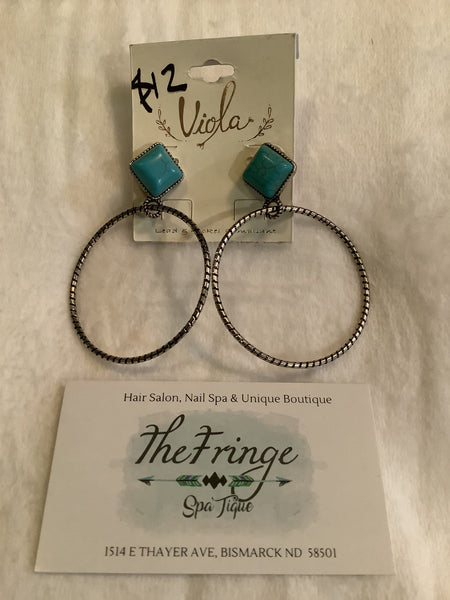 Turquoise Post Hoop Earrings - The Fringe Spa'Tique